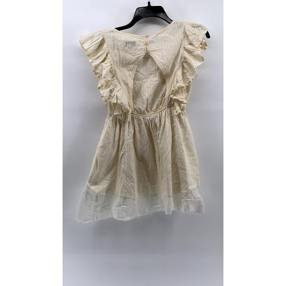 MOLLY BRACKEN Women’s Beige-White Ruffle Open-Back Dress SZ S - Picture 4 of 13
